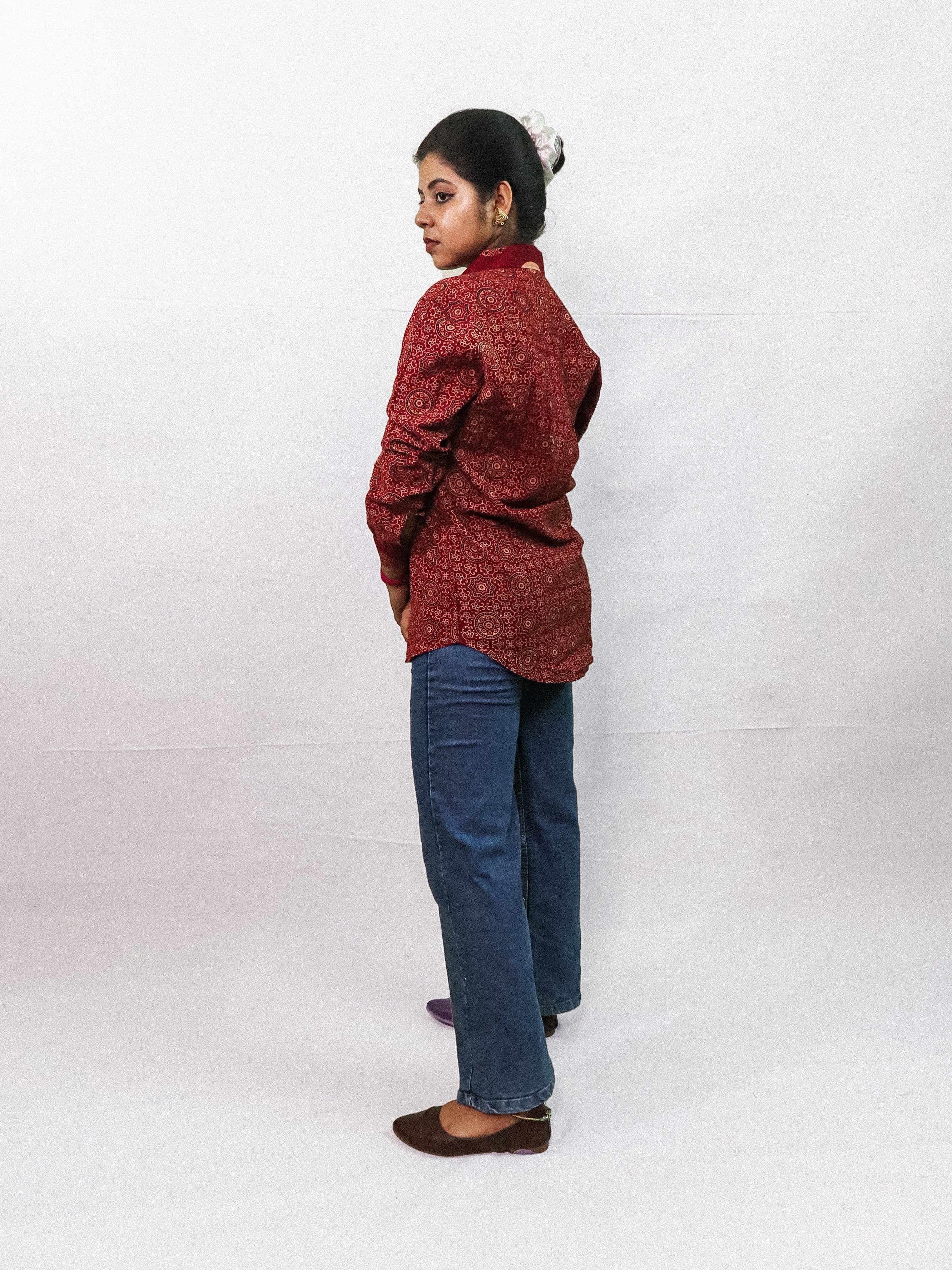 Ajrakh Mesh Print Swing Shirt