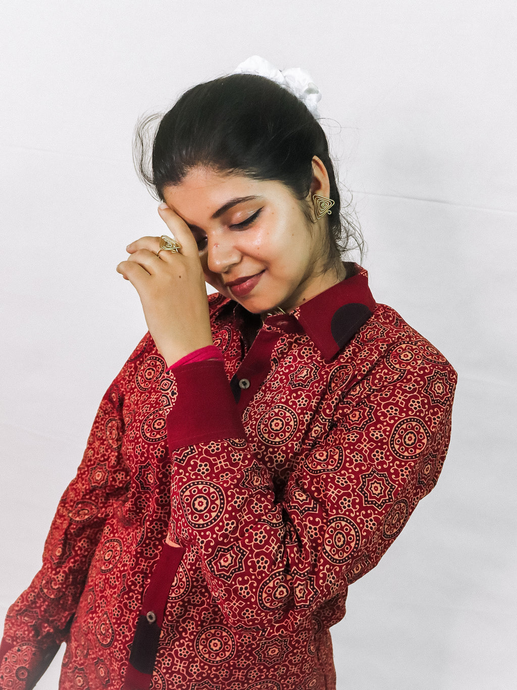 Ajrakh Mesh Print Swing Shirt