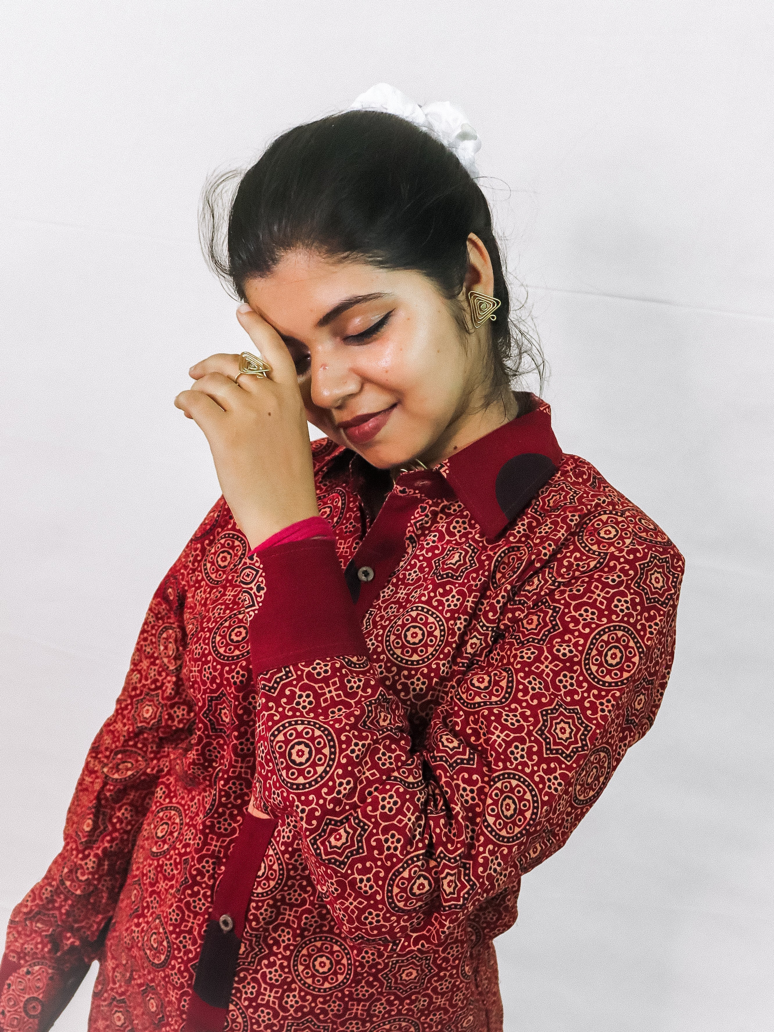 Ajrakh Mesh Print Swing Shirt