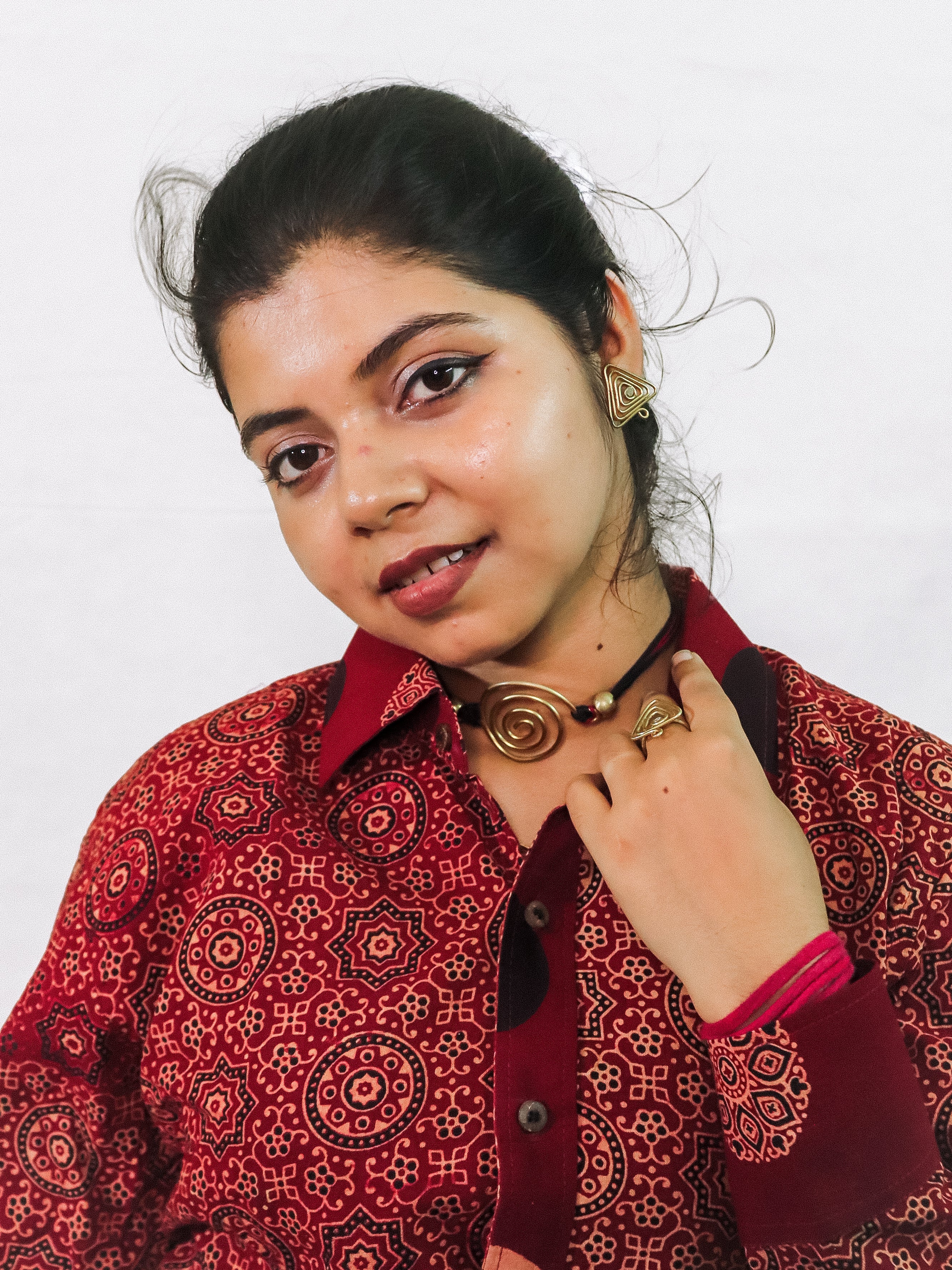 Ajrakh Mesh Print Swing Shirt