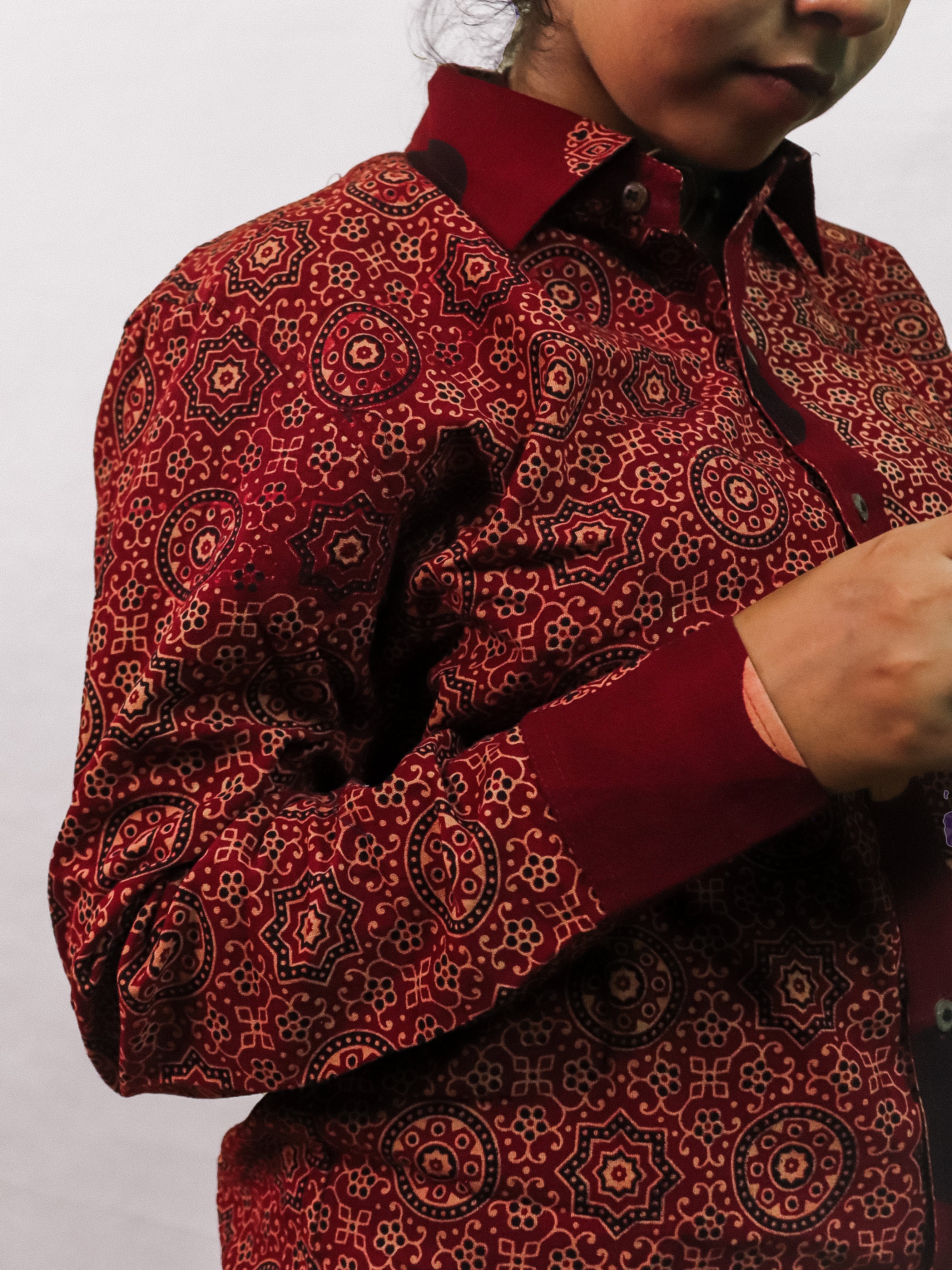 Ajrakh Mesh Print Swing Shirt
