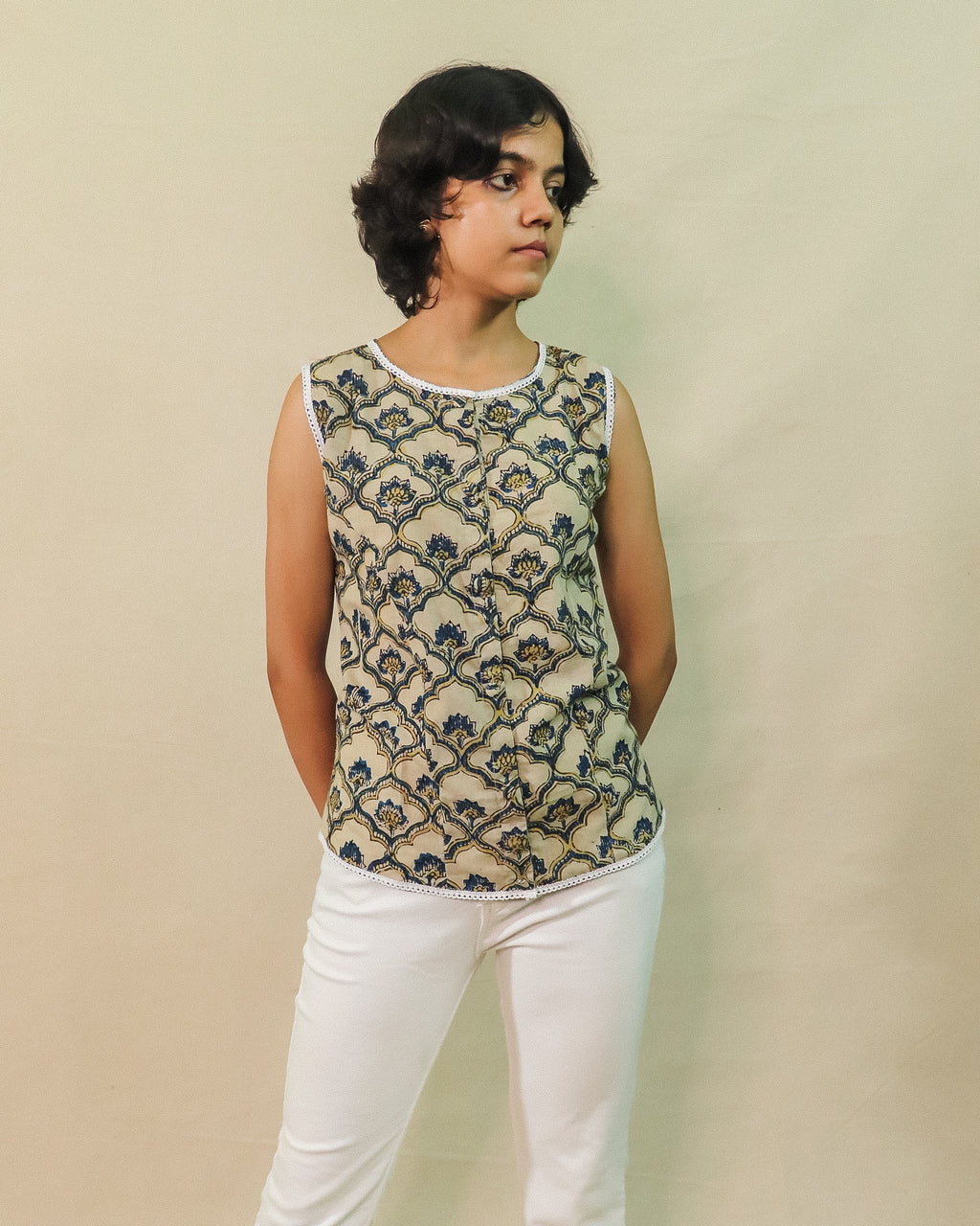 Beige Amor Vest Top