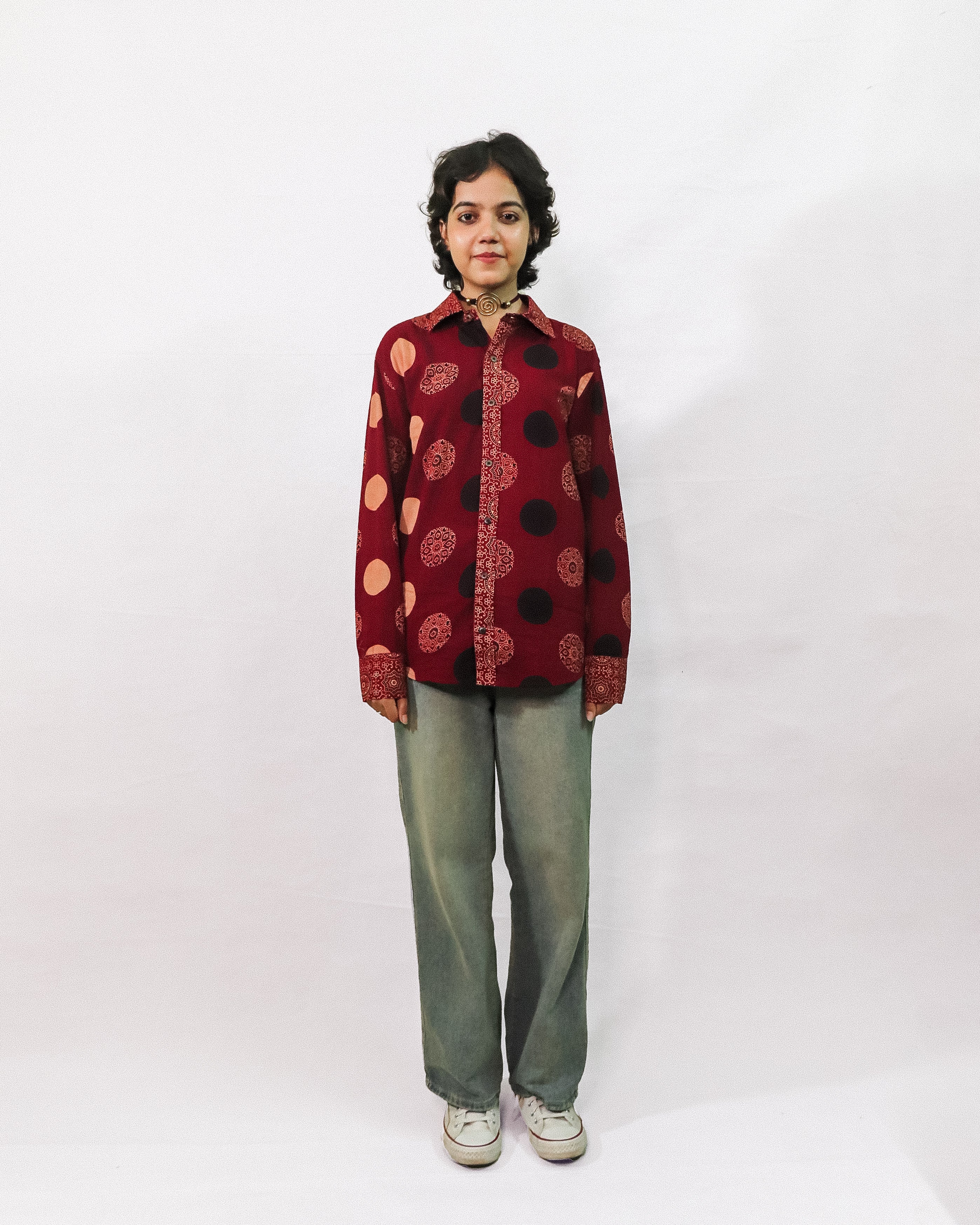 Ajrakh Circular Print Swing Shirt
