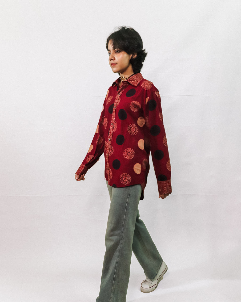 Ajrakh Circular Print Swing Shirt