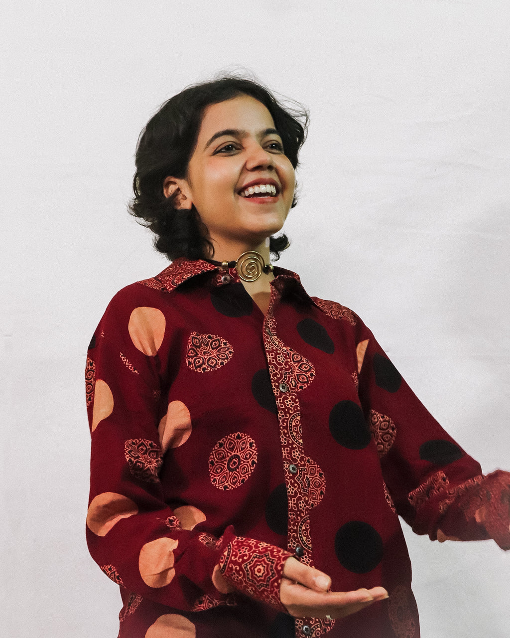 Ajrakh Circular Print Swing Shirt