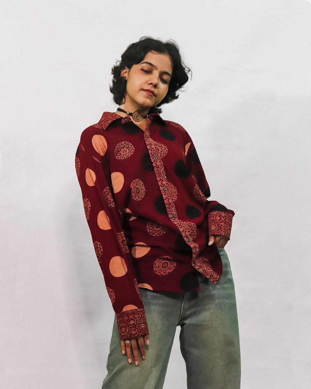 Ajrakh Circular Print Swing Shirt
