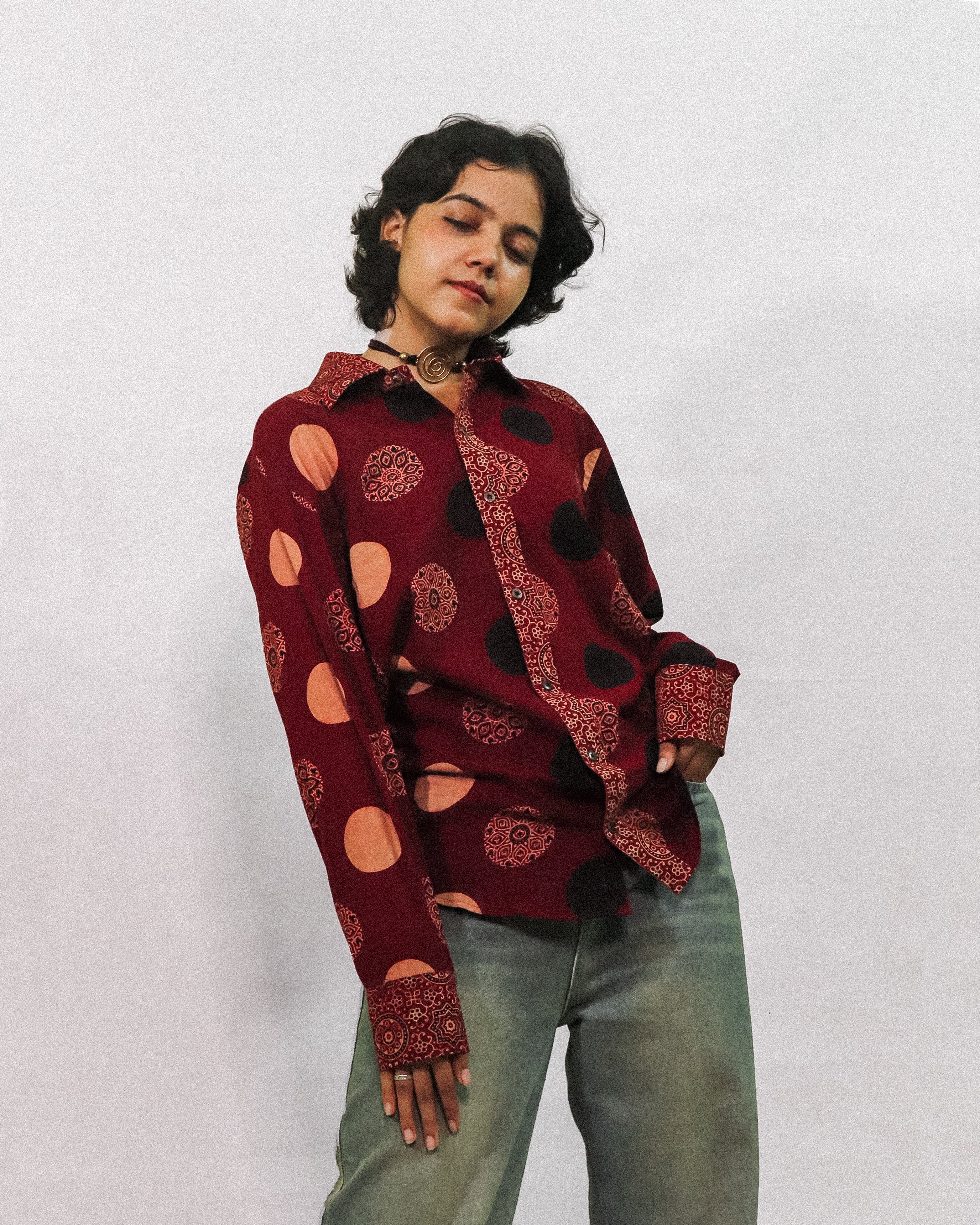 Ajrakh Circular Print Swing Shirt
