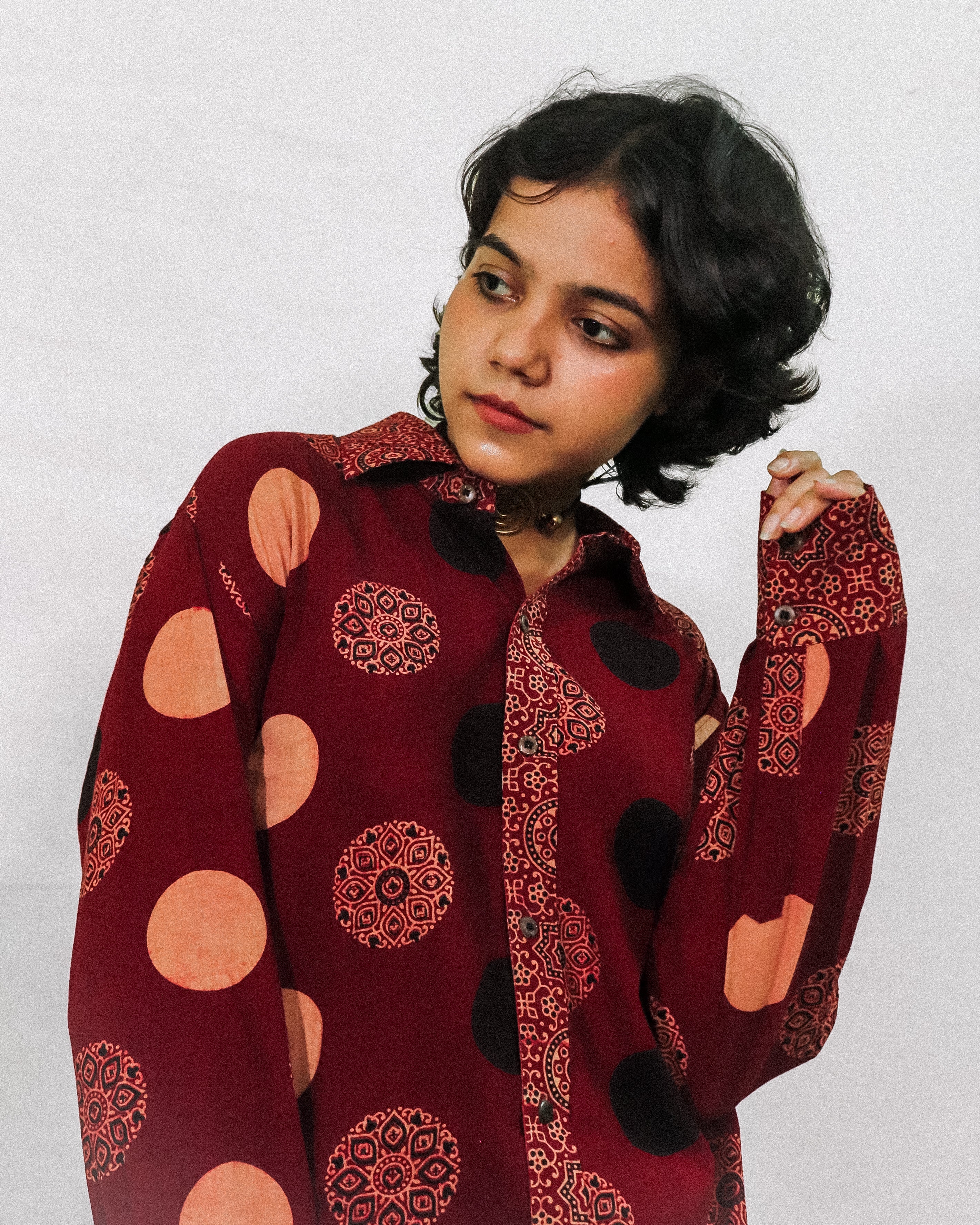 Ajrakh Circular Print Swing Shirt