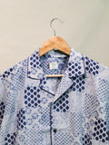 Indigo Patch Print Cuban Collar Shirt