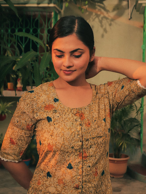 Yellow Gulbahar Scoop Neck Maxi Dress