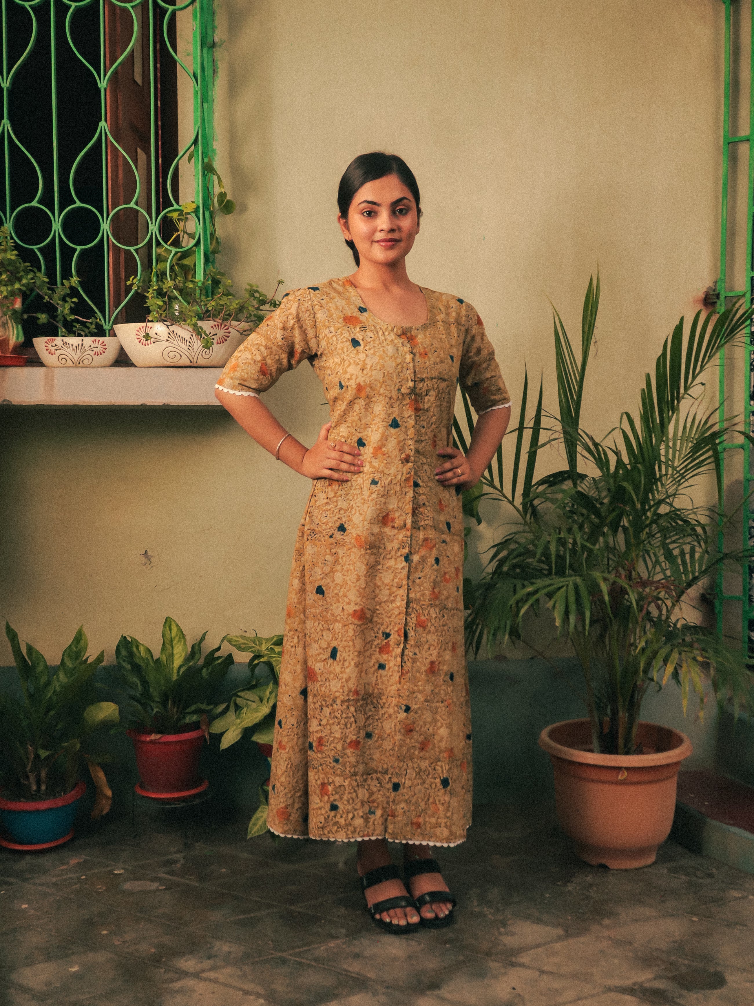 Yellow Gulbahar Scoop Neck Maxi Dress