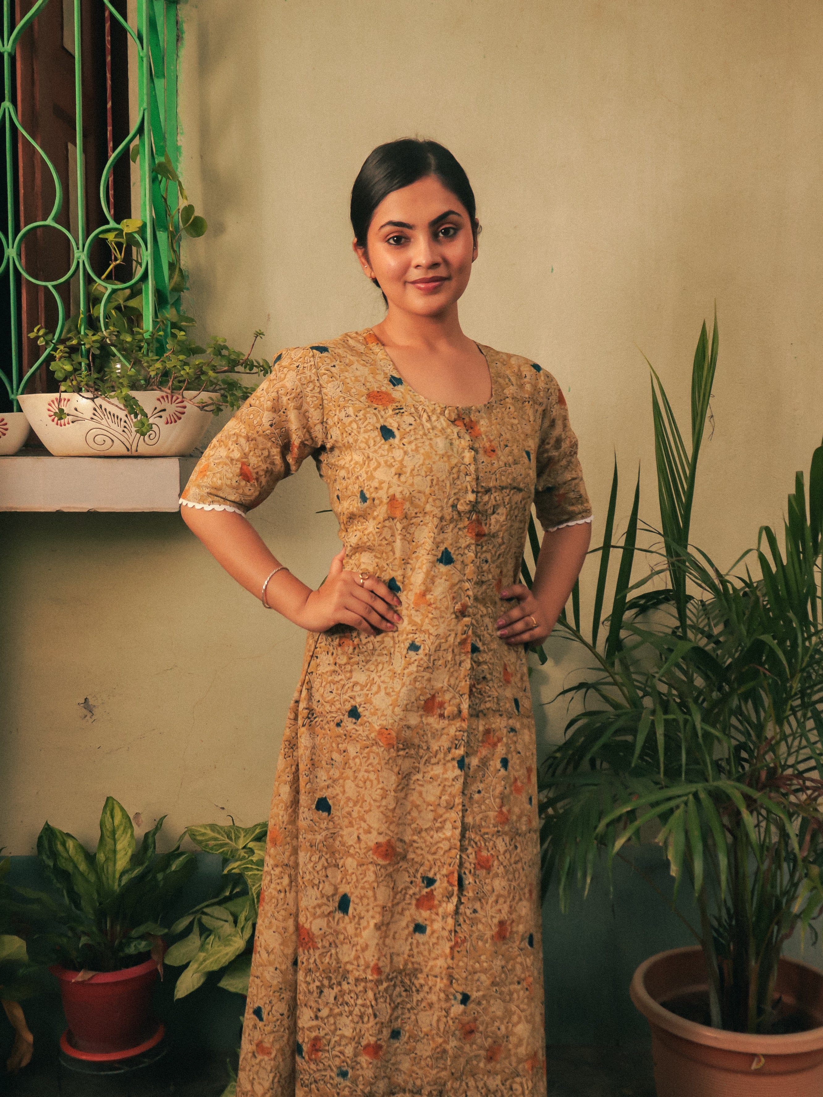 Yellow Gulbahar Scoop Neck Maxi Dress