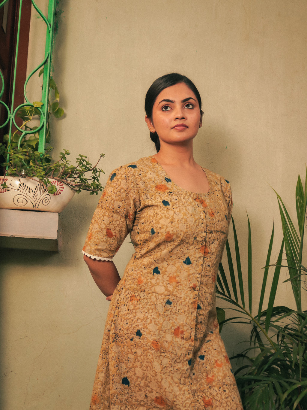 Yellow Gulbahar Scoop Neck Maxi Dress