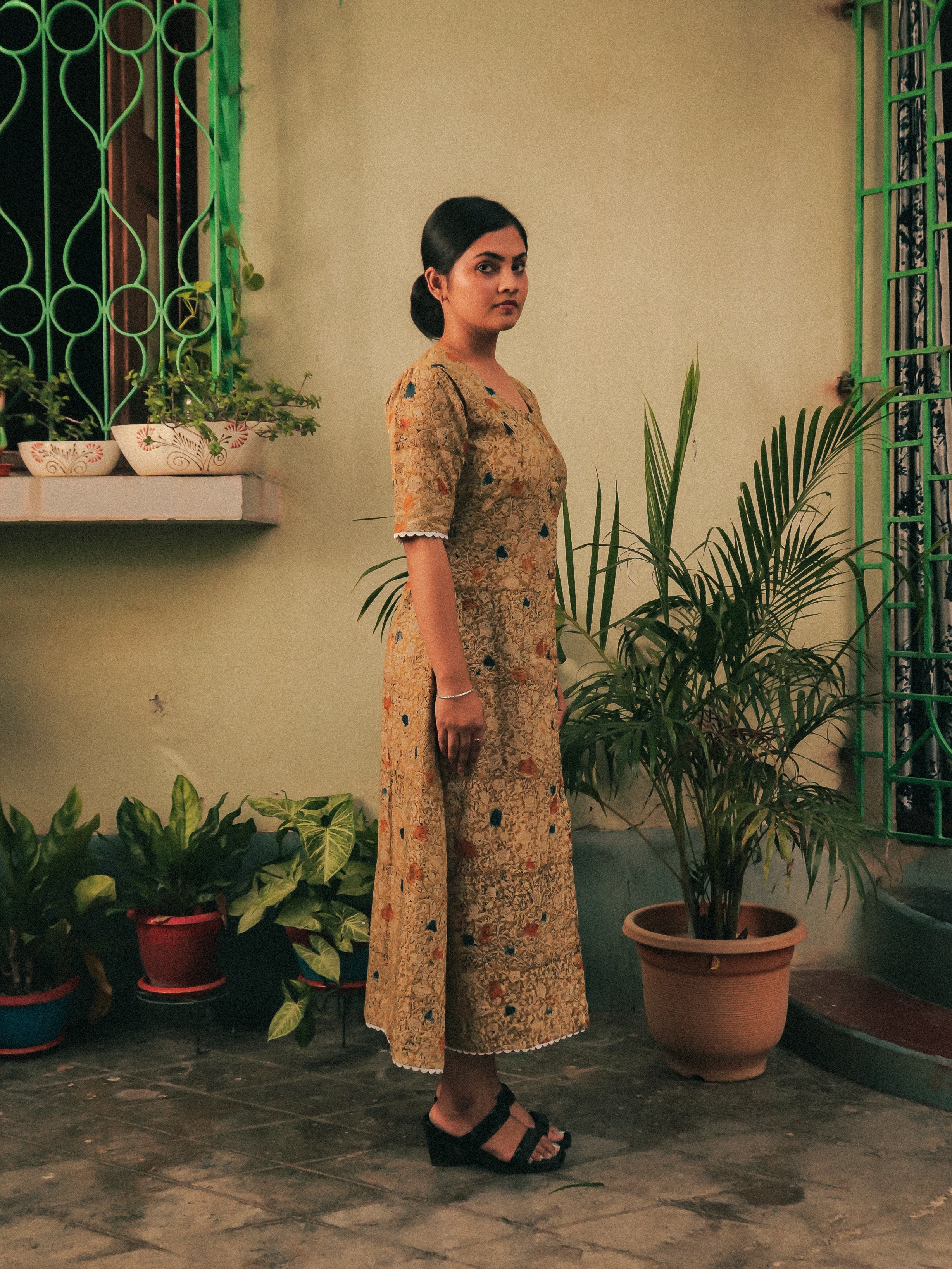 Yellow Gulbahar Scoop Neck Maxi Dress