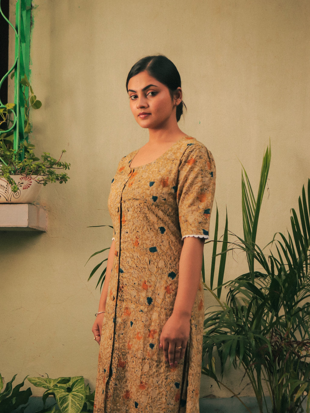 Yellow Gulbahar Scoop Neck Maxi Dress