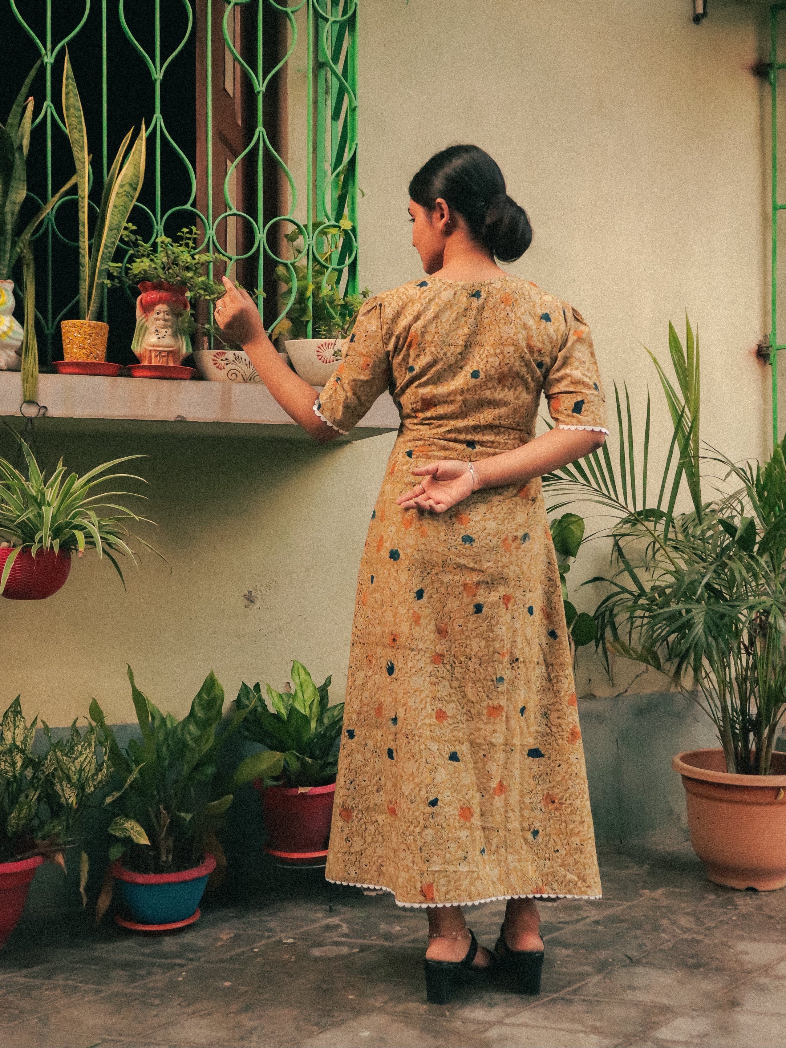 Yellow Gulbahar Scoop Neck Maxi Dress